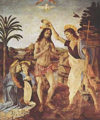The Baptism of Christ by Andrea del Verrocchio (1472-1475)