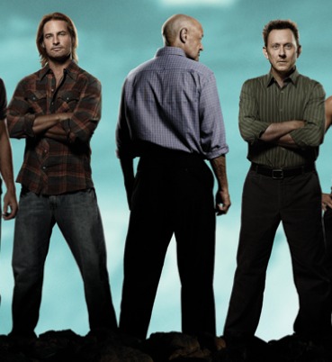 Detail from LOST Season 6 promo poster with Locke, Sawyer, and Ben