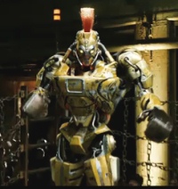 Robot in boxing ring from Real Steel trailer