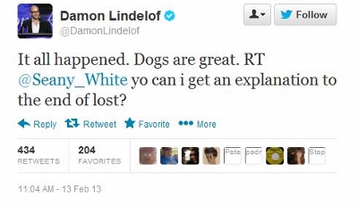 Damon Lindelof on Twitter tweet about LOST ending Feb  13 2013